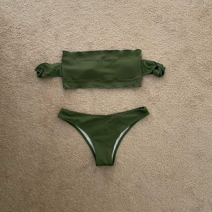 Off the Shoulder Sage/Olive Green Bikini